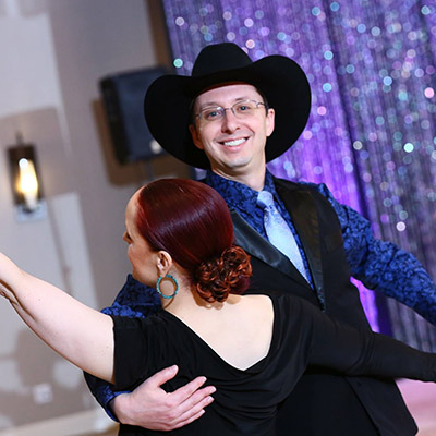 Chris Hennes and instructor Kate Linkous in a dance competition